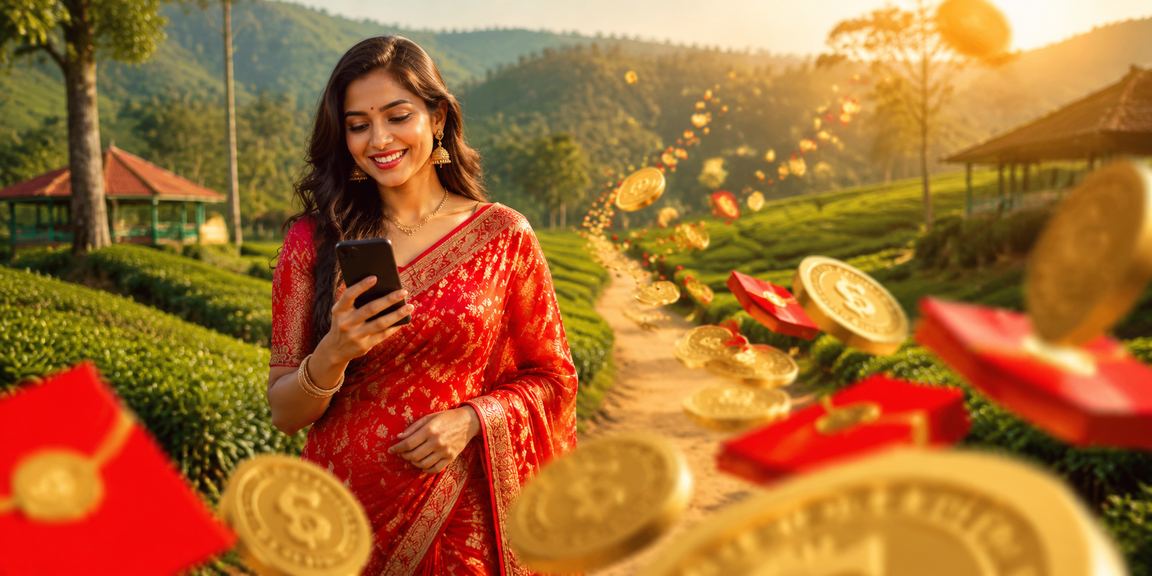 সিলেটে শাড়ি পরিহিত মডেল 17777 - এ রেড এনভেলপ বোনাস উপভোগ করছেন
